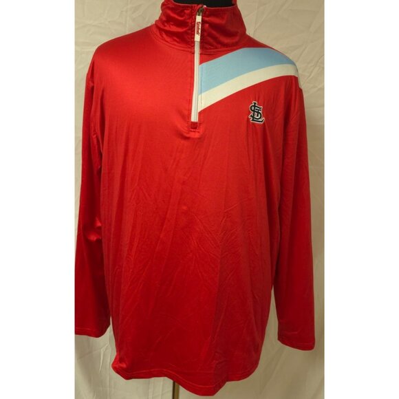 MLB St. Louis Cardinals XL Red 1/4 Zip Logo Pullover Cool Base Shirt Jacket - Picture 1 of 13
